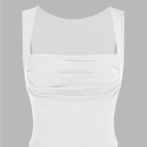 SOLID RUCHED SQUARE NECK CROP TOP